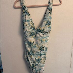 Old Navy Tropical Palm Print One-Piece Swimsuit in Teal, Green, Yellow